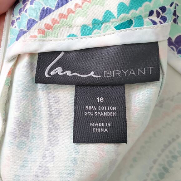 Lane Bryant Stretch Cotton Pencil Skirt 16 Spring Summer Colorful Career Coastal - Picture 4 of 7